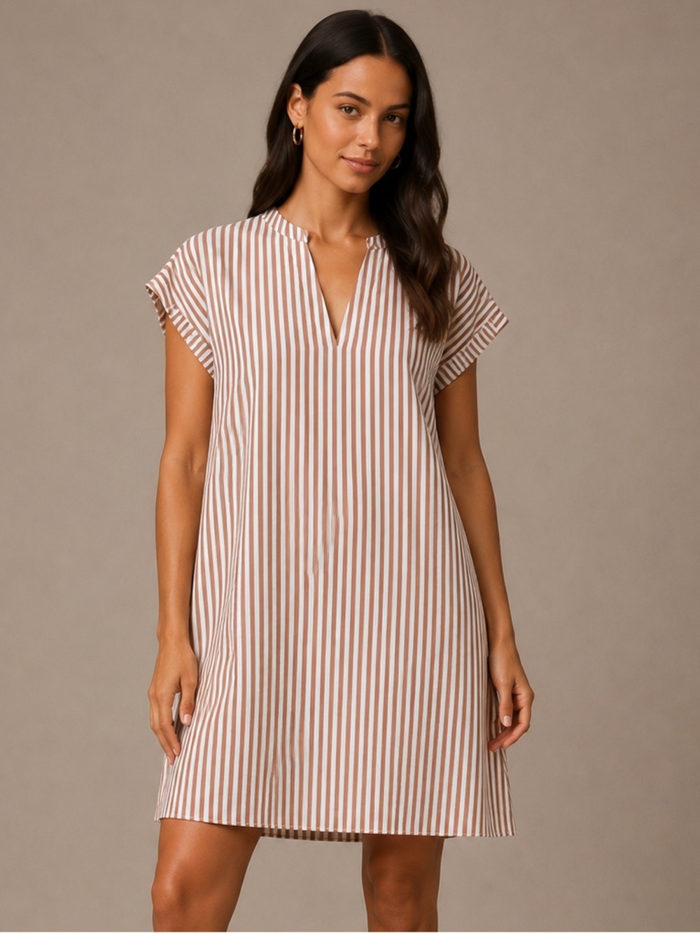 Madewell Striped V-Neck Button Back Dress Minimalist Size XXS